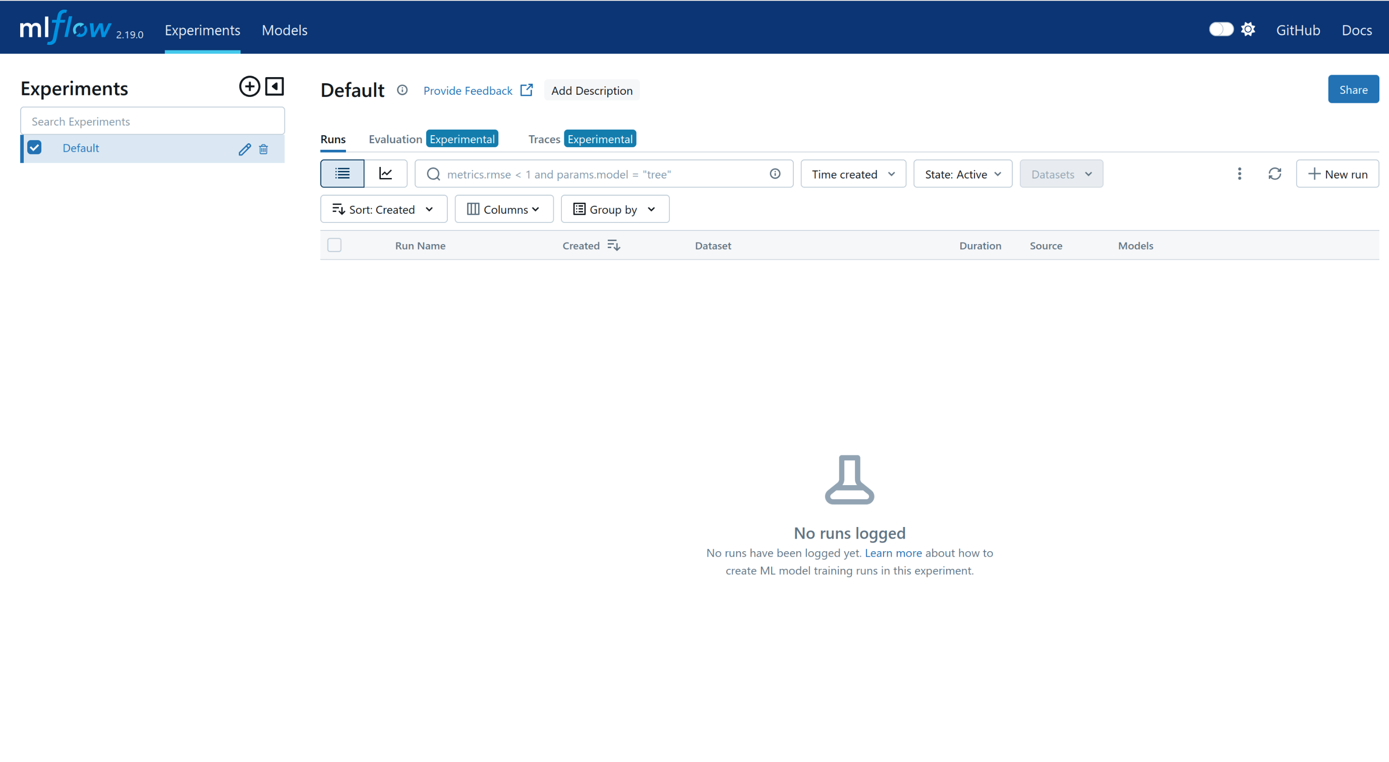 MLflow Dashboard